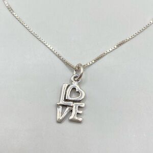 Sterling Silver LOVE Pendant Box Chain Necklace